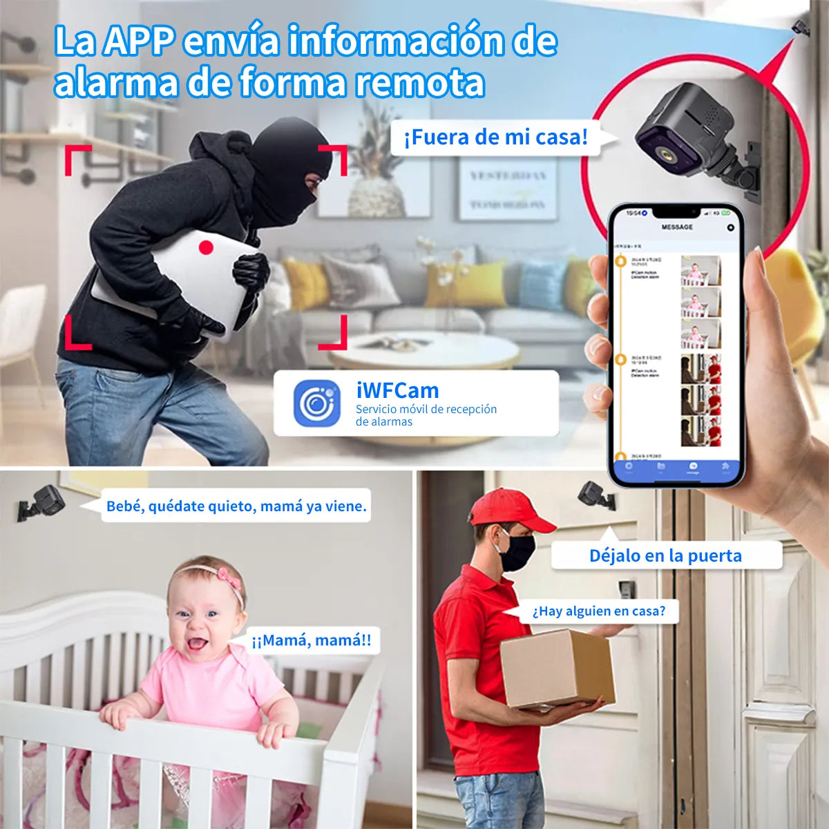 Cámara De Seguridad Wifi Exterior/interior Sensor Movimiento Color Negro