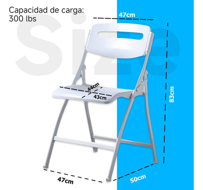 Sillas Plegables Hoso Respaldo Cómodo Estructura Metálica Blanca X4 Blanco Liso