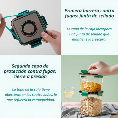 3 Frascos Herméticos Plástico Verde Oscuro Con Calendario