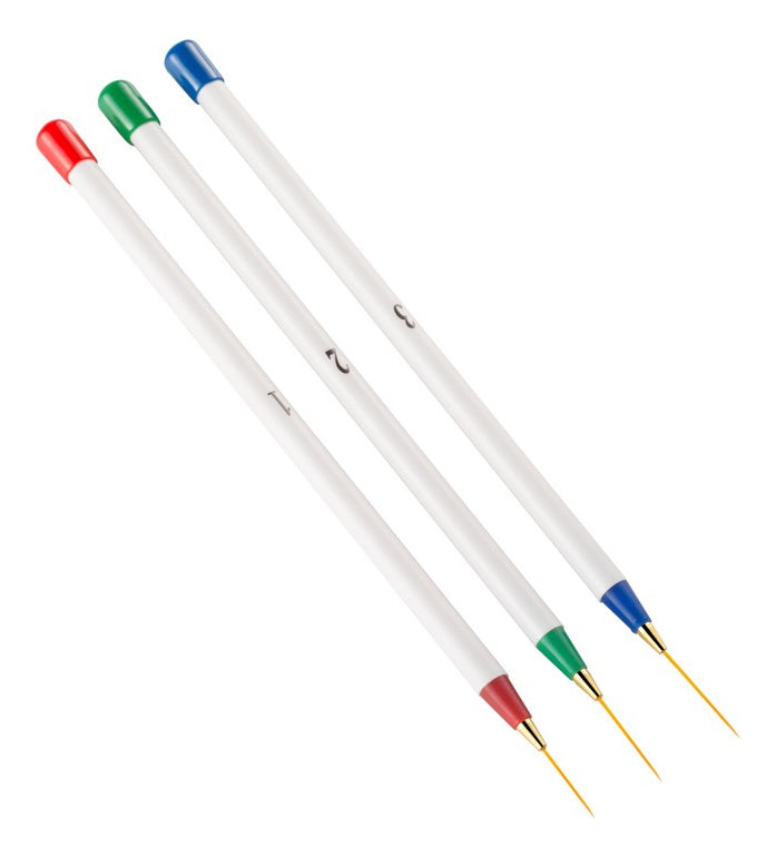 Kit 3 Pinceles Para Diseño Uñas Postizas / Naturales Verde