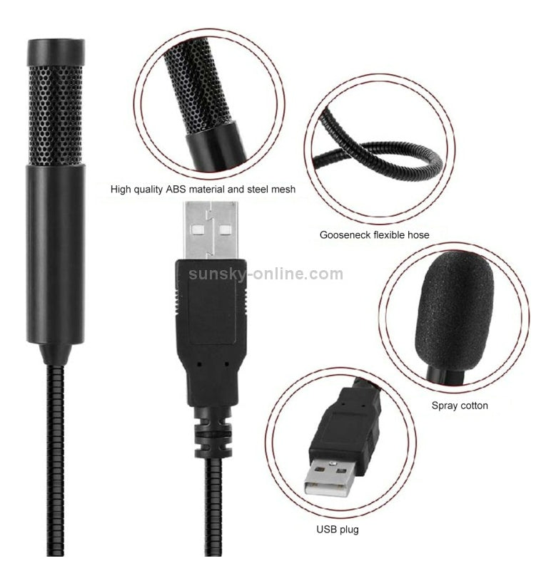 Micrófono De Grabación Profesional Mini Usb Yanmai Sf-558 Color Negro
