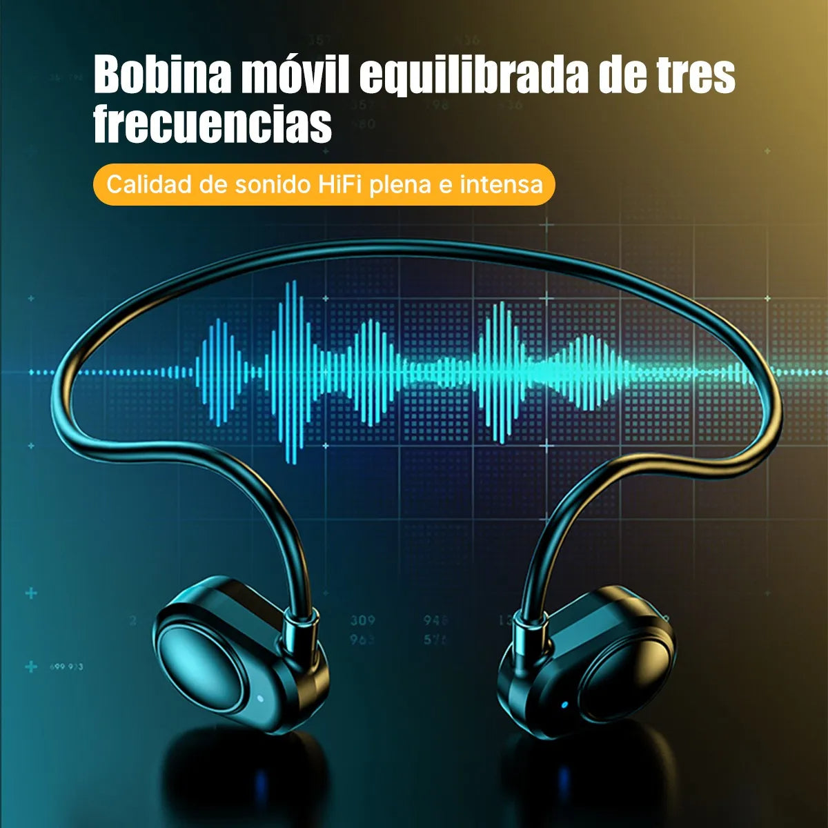 Audífono Inalámbrico Bluetooth Deporte Sonido De Alta Calida Color Negro Luz Azul Acero