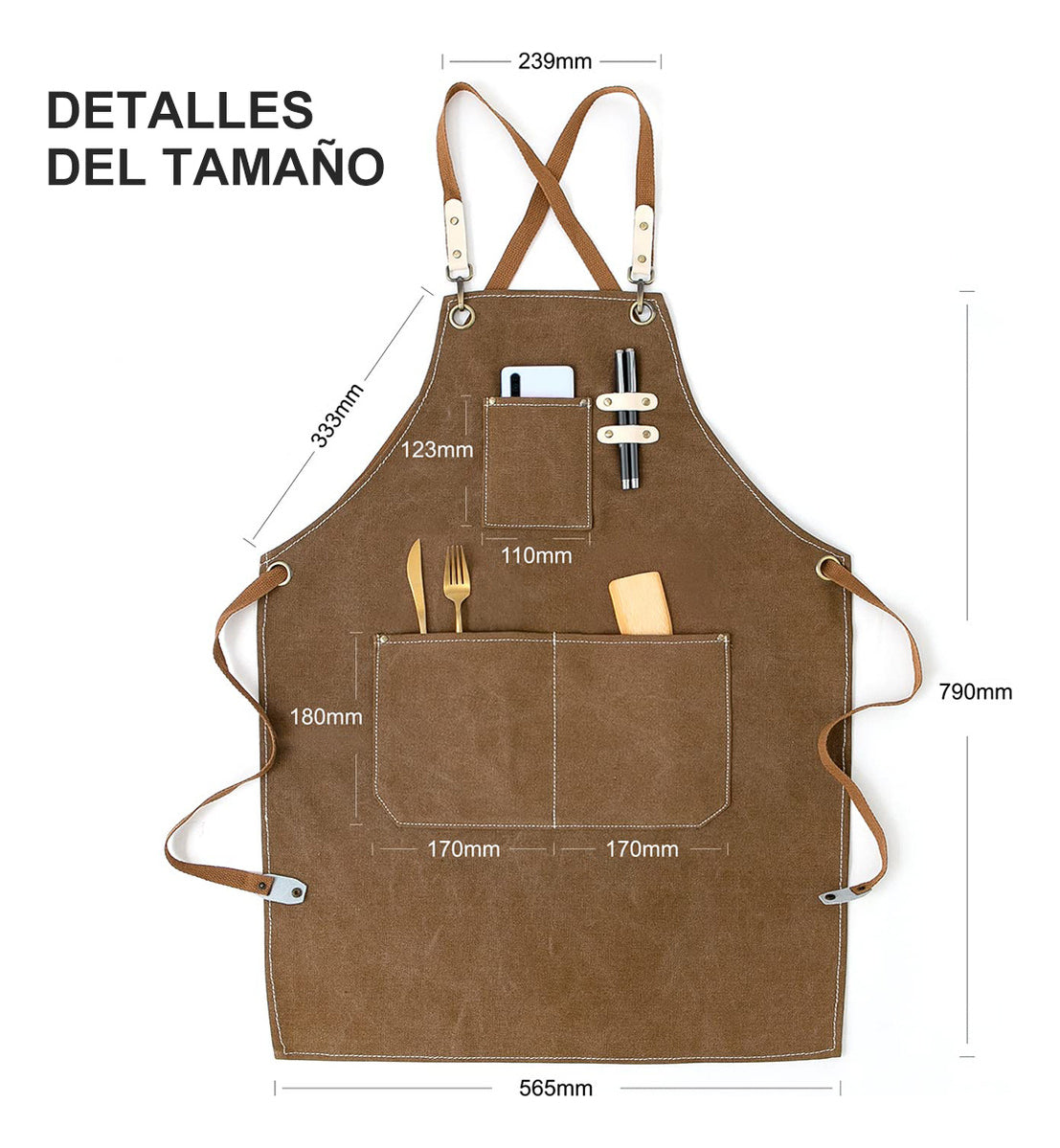 Pechera Delantal Mezclilla Parilla Hornada Peluquero Barista