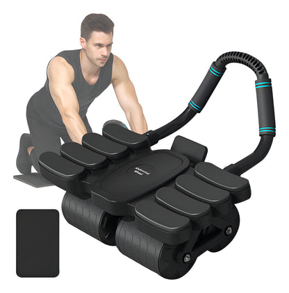 Rueda Abdominales De Rebote Automático Con Soporte Y Colchon Color Negro