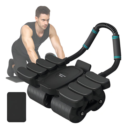 Rueda Abdominales De Rebote Automático Con Soporte Y Colchon Color Negro