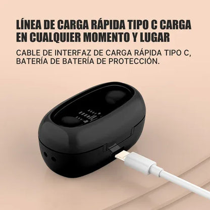Audífono Inalámbrico Bluetooth Mini13s Portátil Para Sueño Color Negro Luz Verde Lima