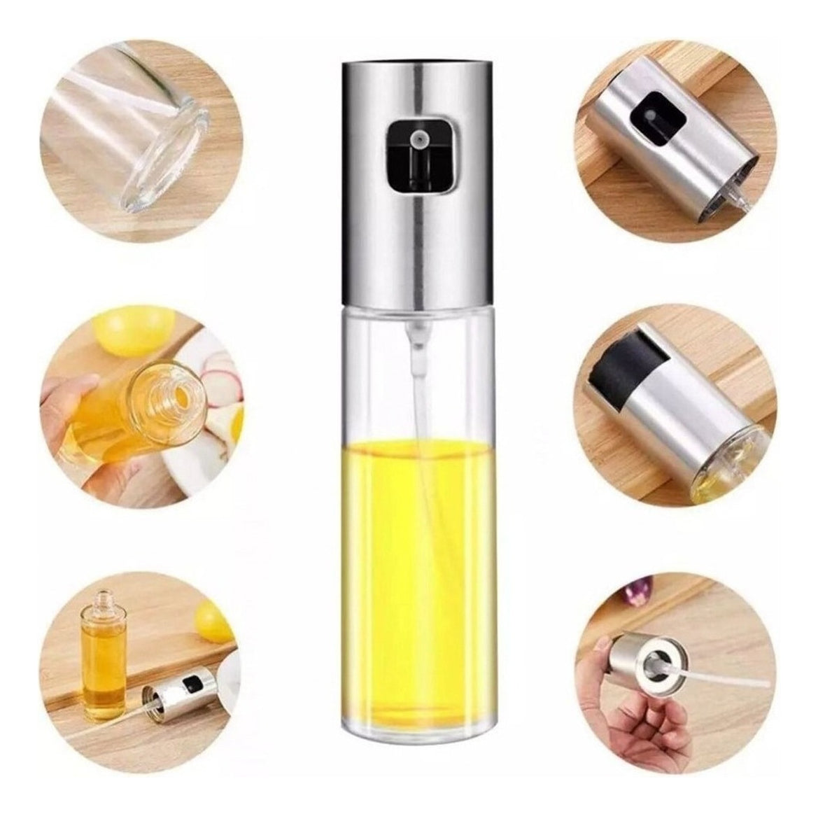 Rociador De Aceite Vinagre Spray Oil Vidrio Acero Inoxidable 100ml