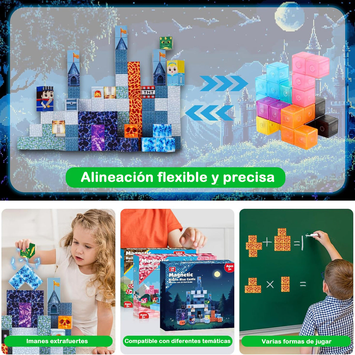 Set De Construcción Magnético Hoso 100pcs De Ingeniería 100 Piezas Castillo