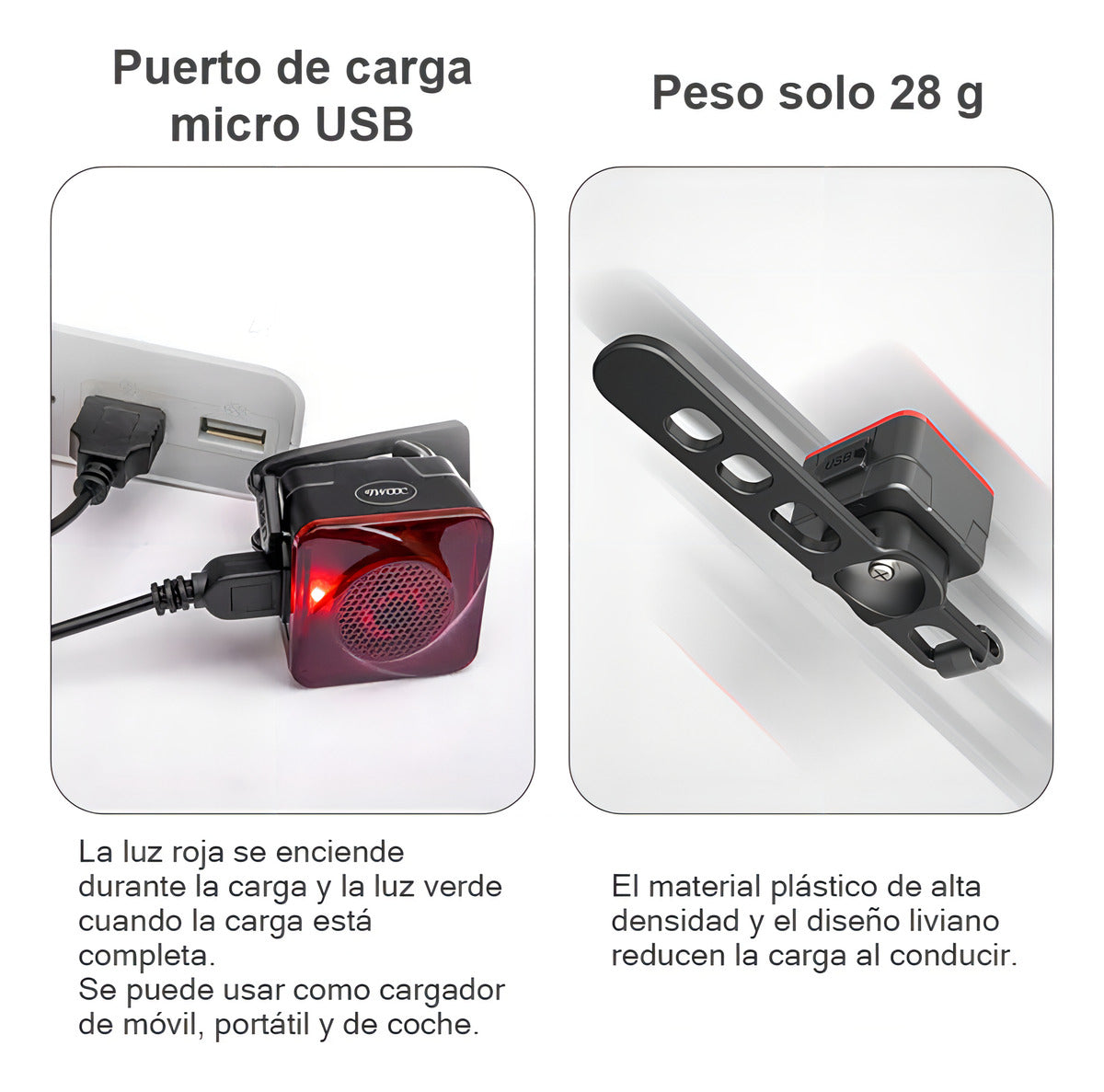 Luces Para Bicicleta Twooc Led Usb Recargable Delantera Y Trasera Ipx5