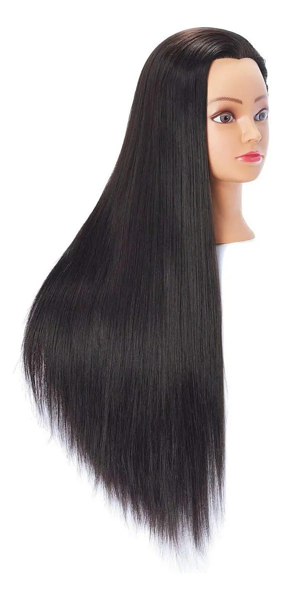 Cabeza Tecnica Pelo Sintetica 65cm Largo + Soporte De Mesa