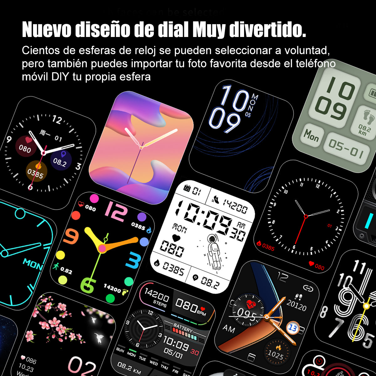 Reloj Inteligente Smartwatch F57l Deportivo Con Sensor Caja Negro Correa Negro Bisel Negro Diseño De La Correa Mesh