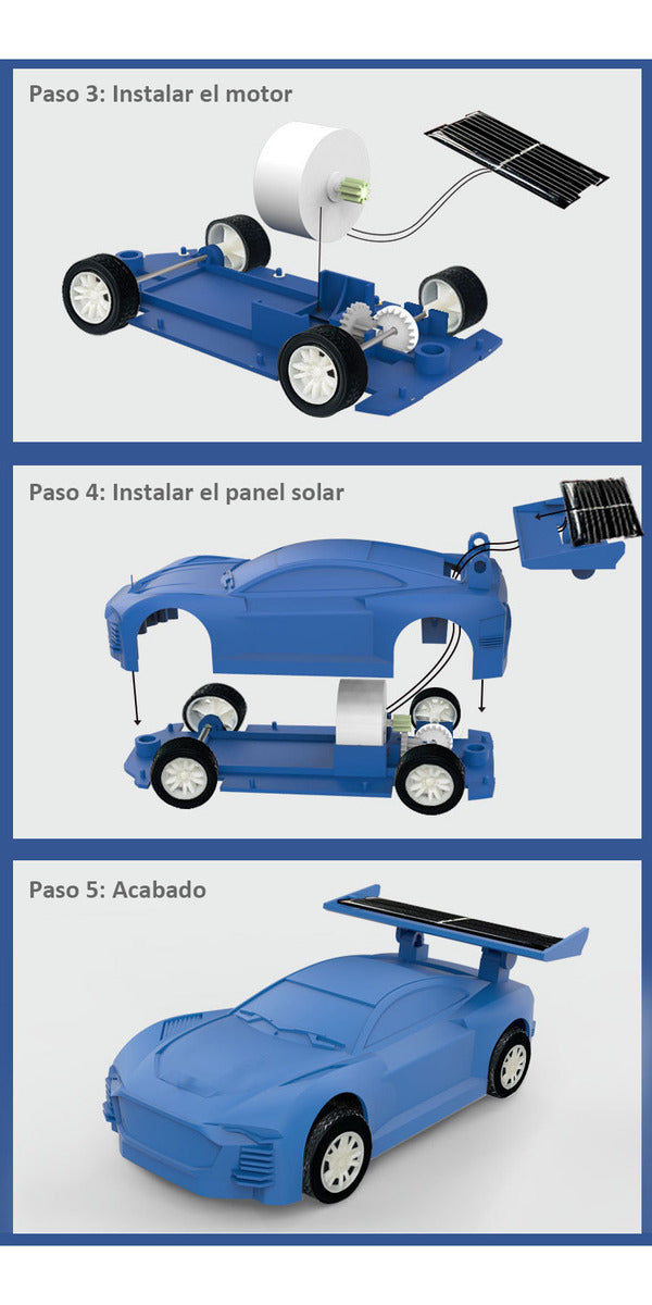 Auto Juguete De Energía Solar Educativo Robot De Niños Color Azul Acero Personaje Azul