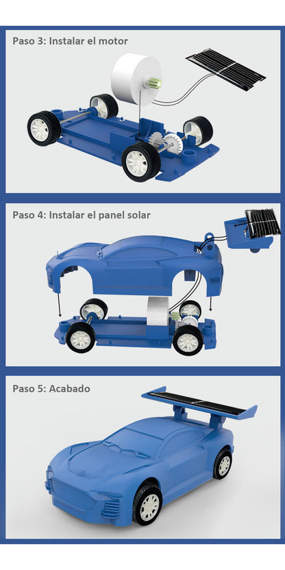 Auto Juguete De Energía Solar Educativo Robot De Niños Color Azul Acero Personaje Azul