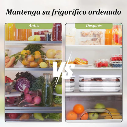 Contenedor Plástico Para Carne Triple Con Tapa Frescura Color Transparente