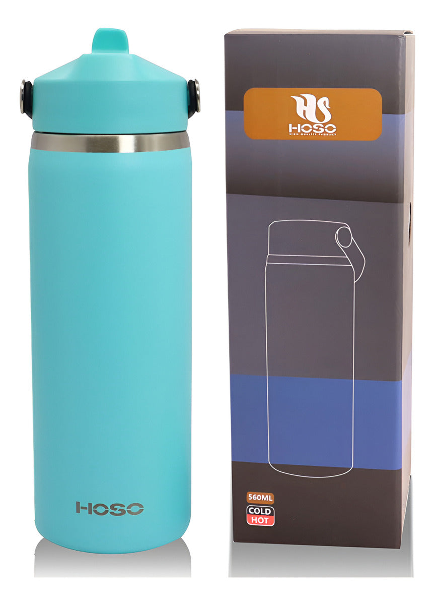 Termo Botella Agua Termica Acero Inoxidable Hoso + 2 Tapas