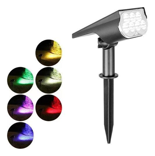 Foco Estaca Led Lámpara Solar Exterior Jardín 7 Colores