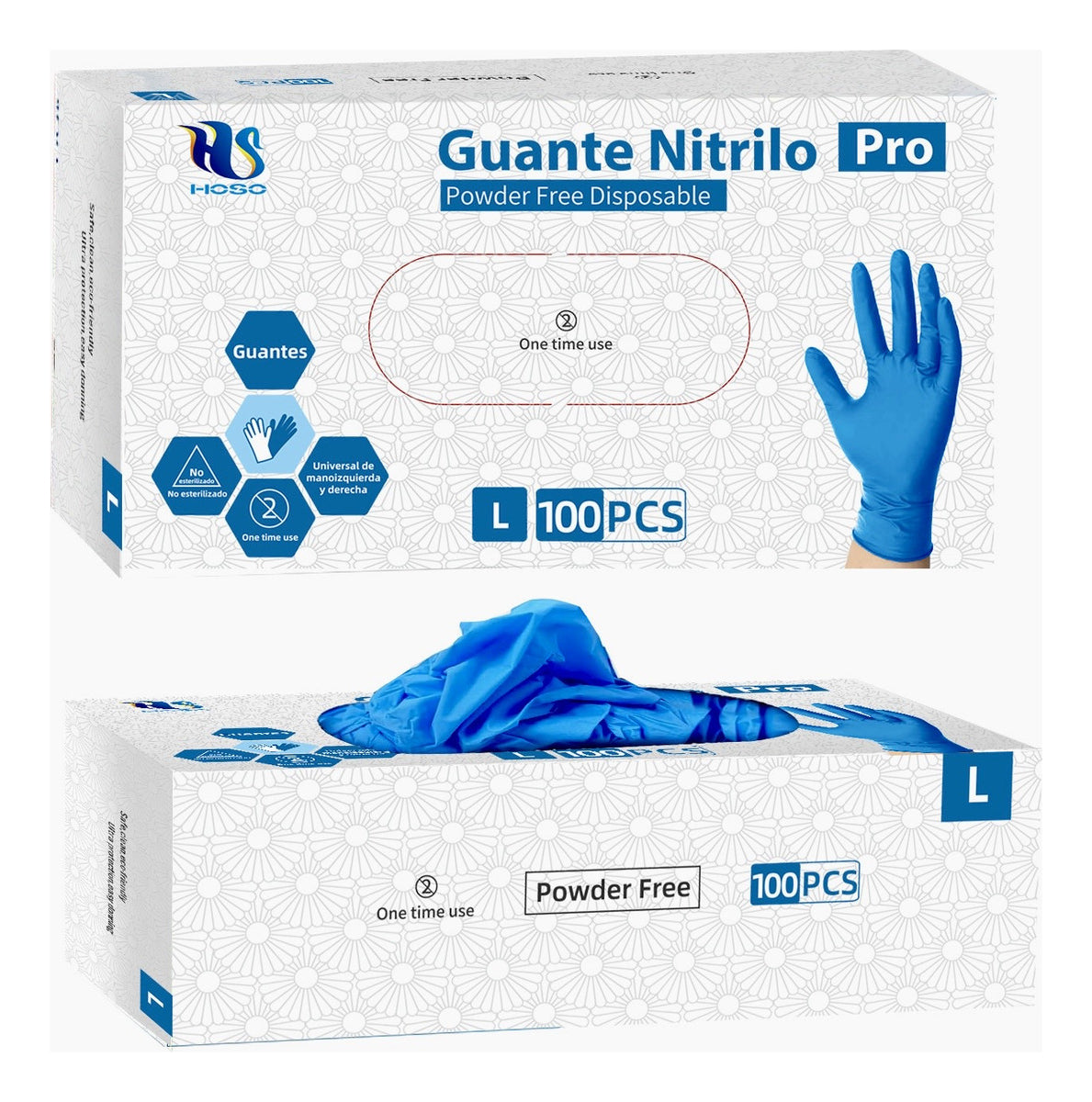 Guante Nitrilo Tallas S M L Xl- 100% Nitrilo Negro Y Azul