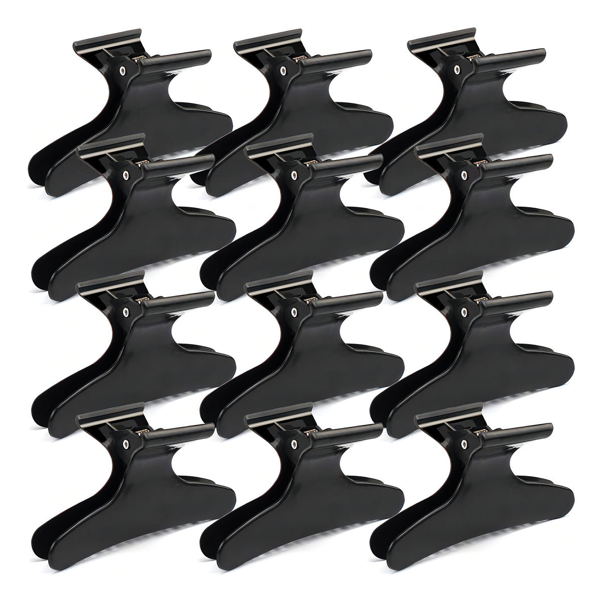 Set De 12 Tomadores De Plástico Mariposa Para Cabello Color Negro