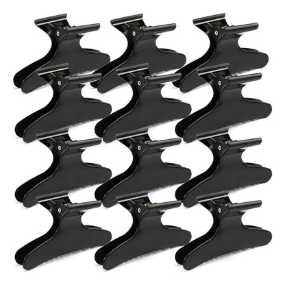 Set De 12 Tomadores De Plástico Mariposa Para Cabello Color Negro