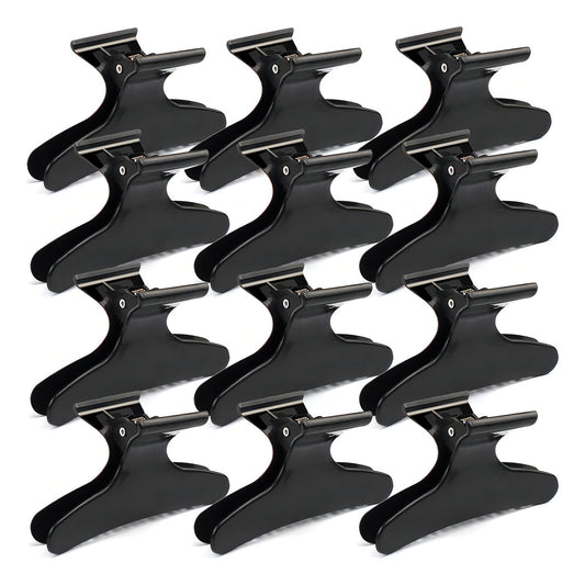 Set De 12 Tomadores De Plástico Mariposa Para Cabello Color Negro