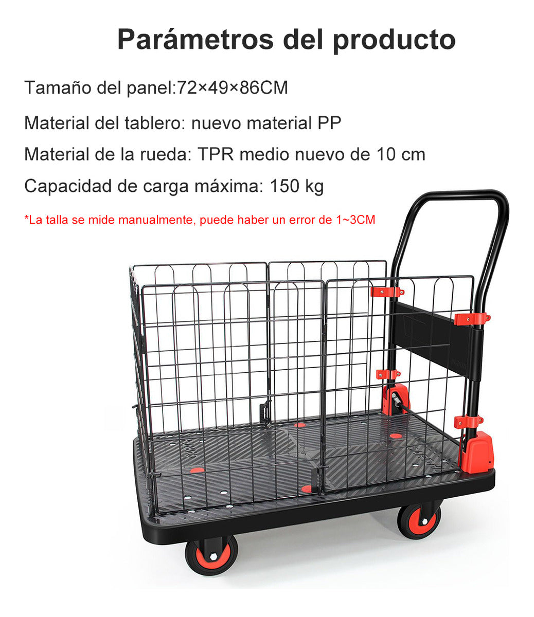 Yegua Carga Con Plataforma Plegable Jaula Extraíble 300kg
