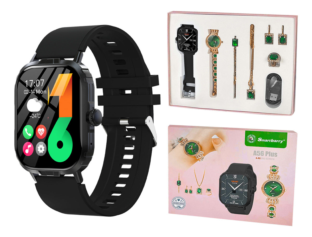 Reloj Inteligente Smartwatch Caja Collar Anillo 7pcs Caja Negro Correa Negro Bisel Negro Diseño De La Correa Mesh
