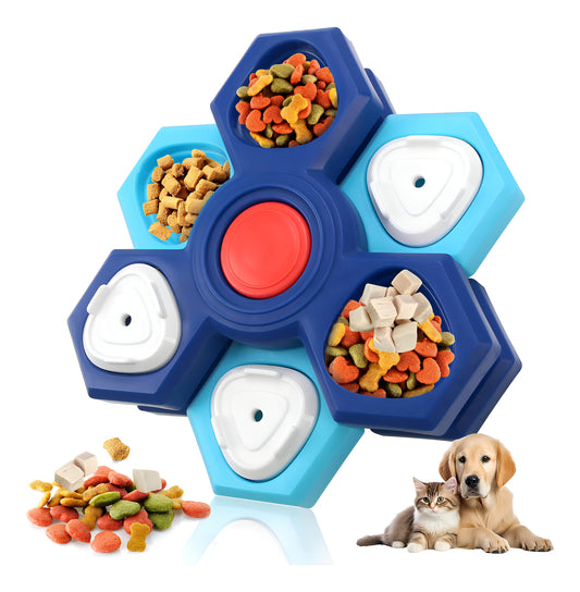 Comedero Lento Para Perros Ajustable 3capas Dispensador De Comida Lento Color Azul Acero Hoso