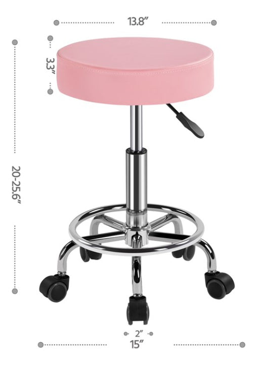Piso Silla Taburete Bar Peluquería Barbería Spa Sube Y Baja Acabado De La Estructura Acero Color Rosa