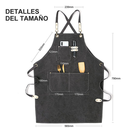 Pechera Delantal Mezclilla Parilla Hornada Peluquero Barista