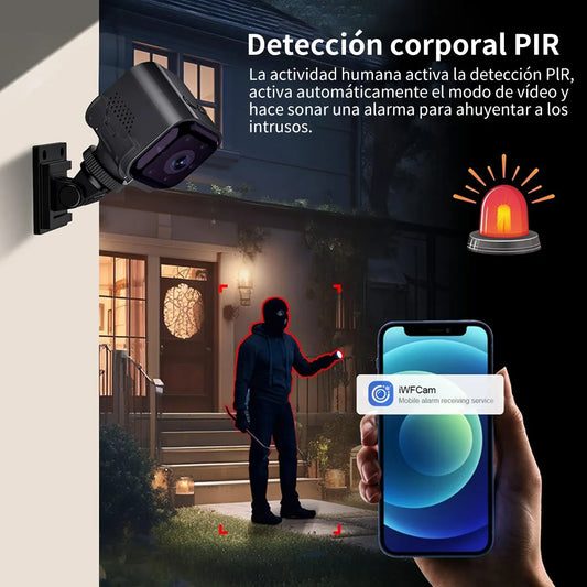 Cámara De Seguridad Wifi Exterior/interior Sensor Movimiento Color Negro