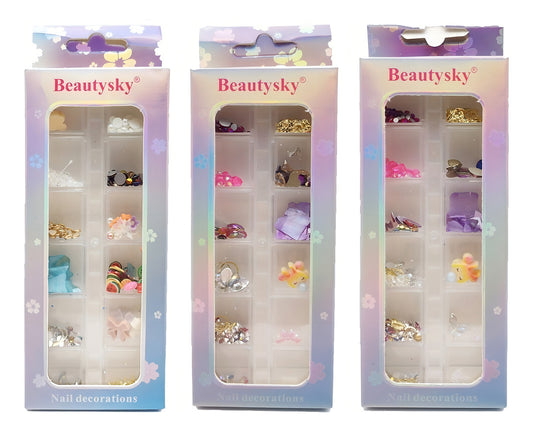 Caja Decoración Uñas Beauty Sky Acrílico Nacar Cristales Variados Varios