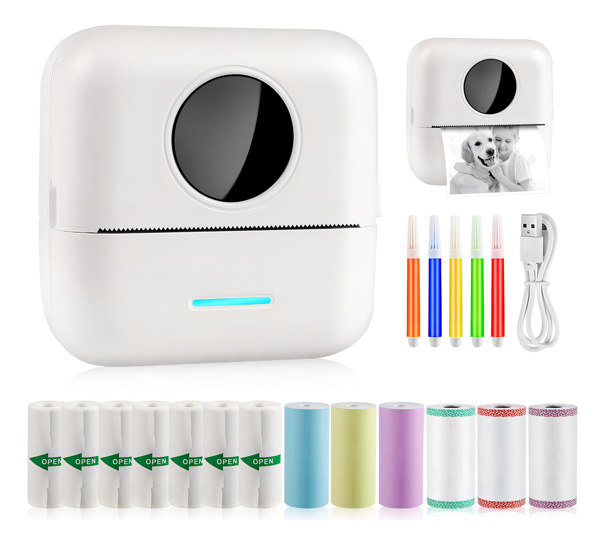 Mini Impresora Térmica Portátil Hoso Bluetooth 200dpi Usb-c Blanco
