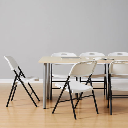 Sillas Plegables Hoso Respaldo Cómodo Estructura Metálica Blanca X4 Blanco Liso