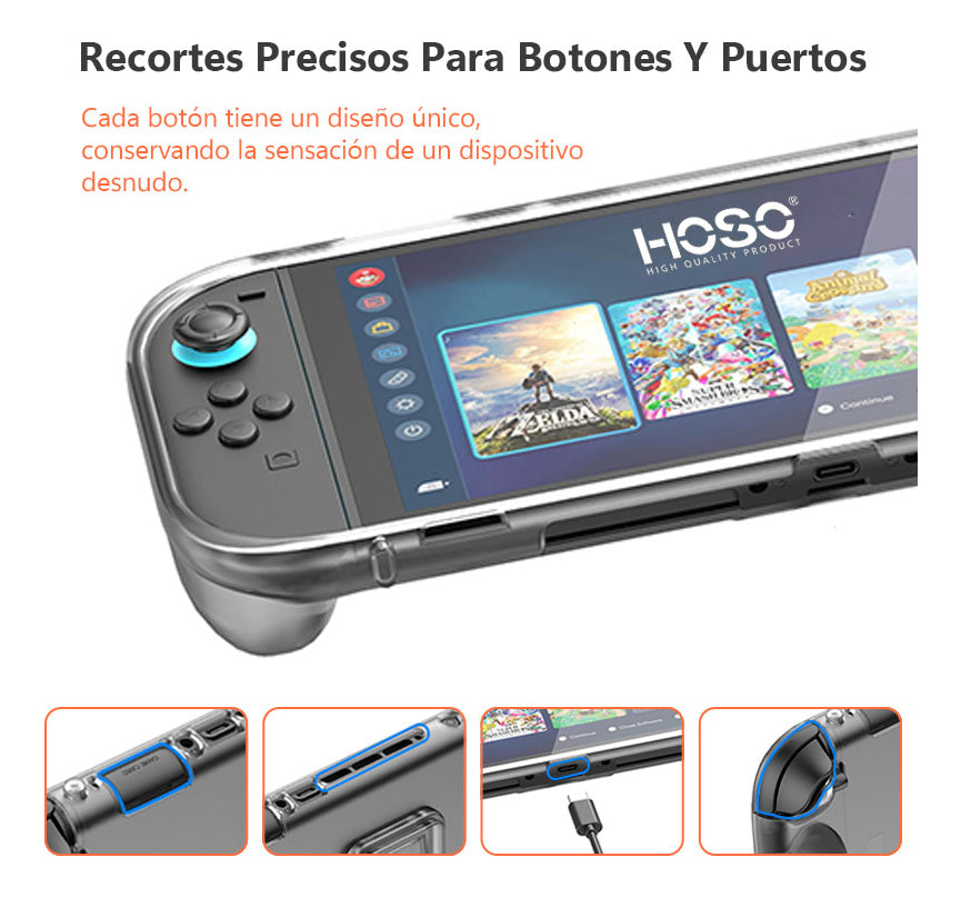 Funda Nintendo Switch 2 Gris Transparente Soporte Integra - Gris