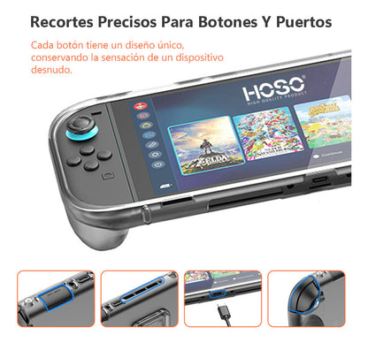 Funda Nintendo Switch 2 Gris Transparente Soporte Integra - Gris