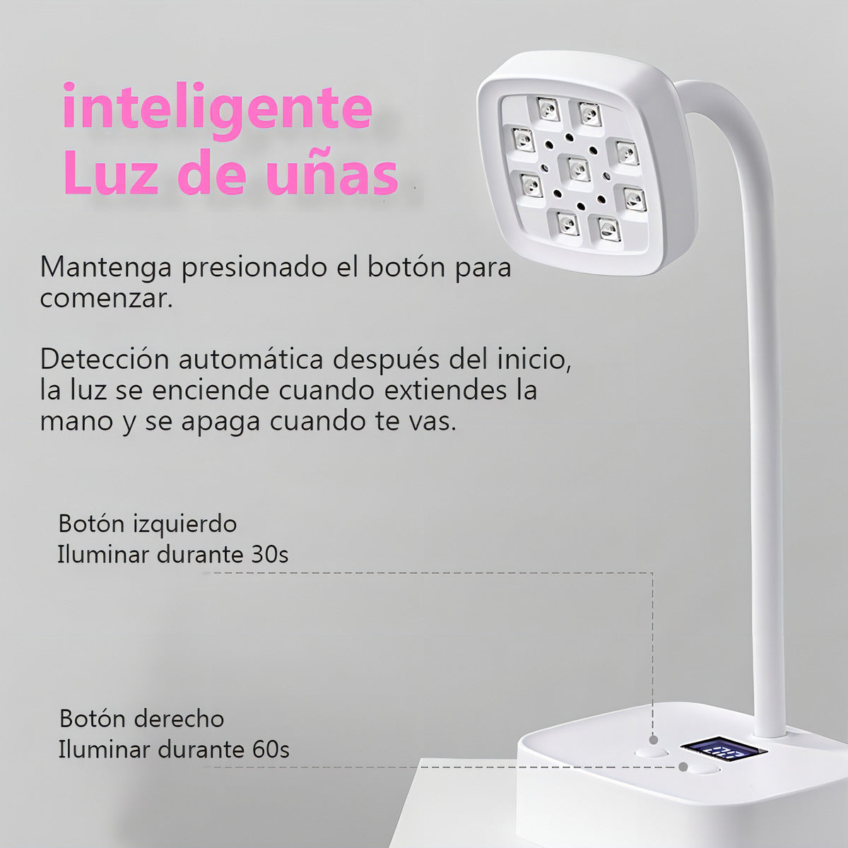 Lámpara Led Uñas Uv Manicure Gel 27w Blanco Sensor Automático Hoso