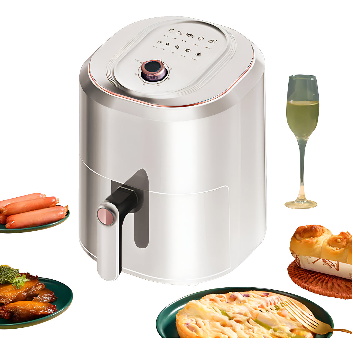 Freidora de Aire HOSO 7.5L 1500W - Cocina Sin Aceite, Sartén Antiadherente