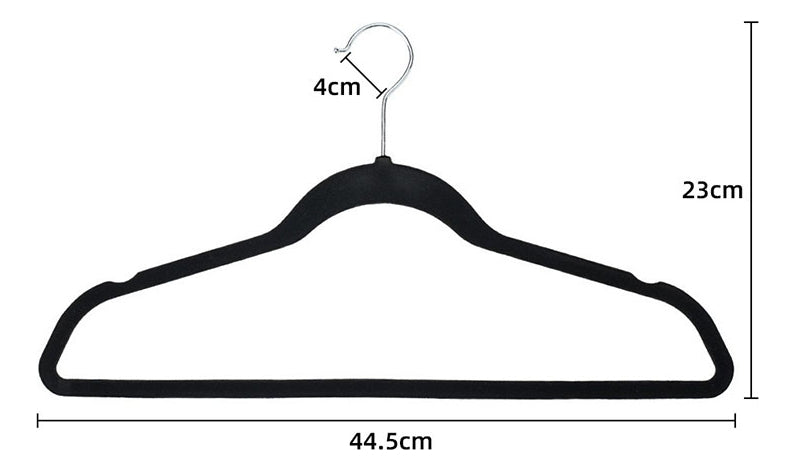 Colgadores De Ropa Hoso Set 30u Terciopelo Antideslizante Negro