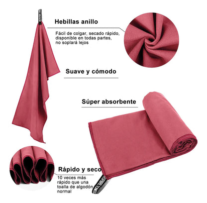 Toalla De Baño 3pcs Viaje Deportiva Microfiba Secado Rápido Color Rosa Microfibra