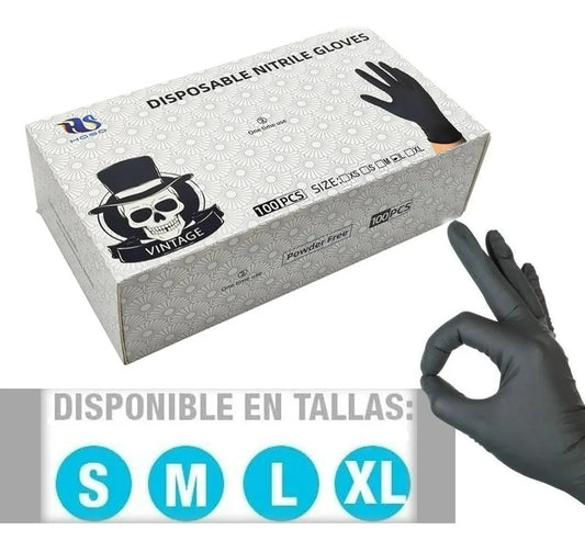 Guante Nitrilo Tallas S M L Xl- 100% Nitrilo Negro Y Azul