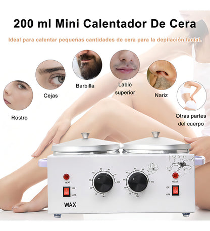 Olla Depilatoria Profesional War Warmer Color Blanco 1 Kilo + Cera De Kilo + Paleta