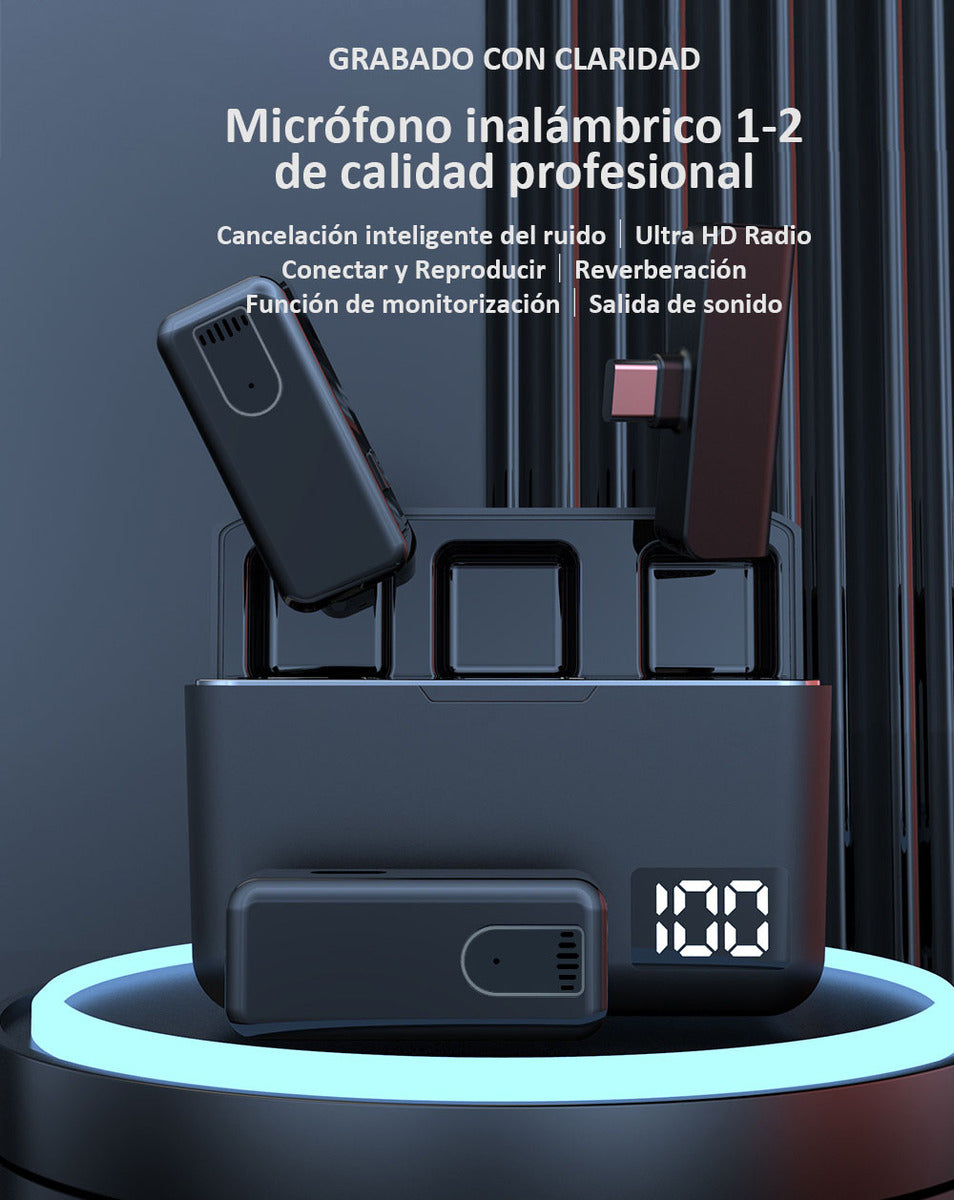 Mini Micrófono Inalámbrico Hoso-r9 Con Caja Carga Portátil
