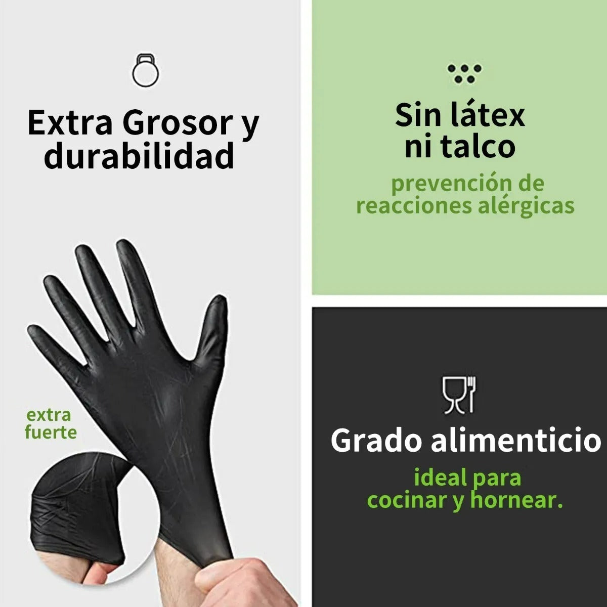 Guante Nitrilo Tallas S M L Xl- 100% Nitrilo Negro Y Azul