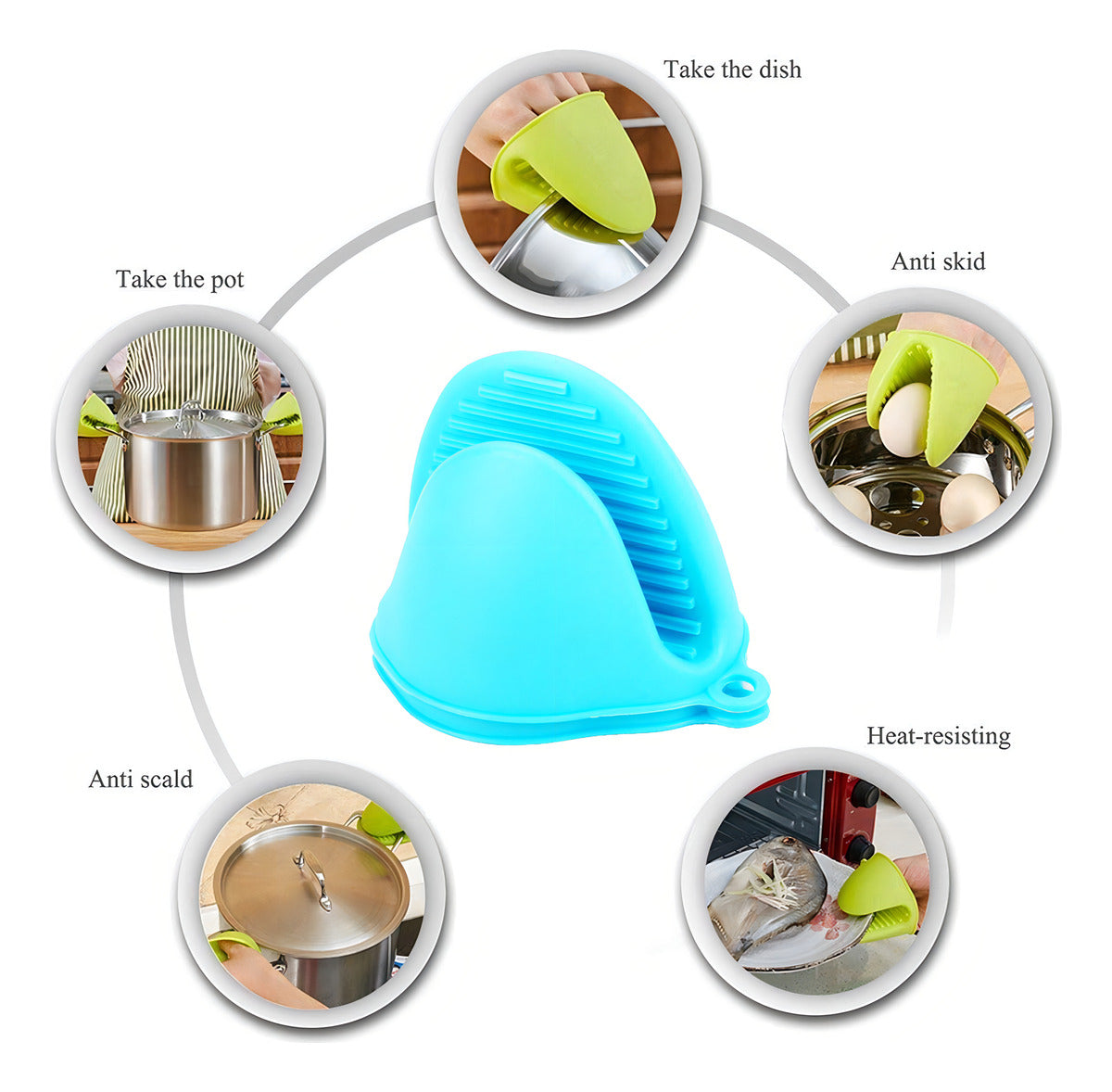 Guantes De Cocina Silicona Resistentes Al Calor 200°c Antideslizantes