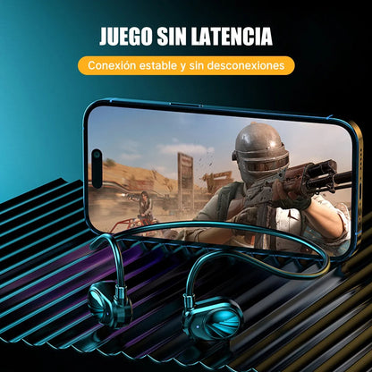 Audífono Inalámbrico Bluetooth Deporte Sonido De Alta Calida Color Negro Luz Azul Acero