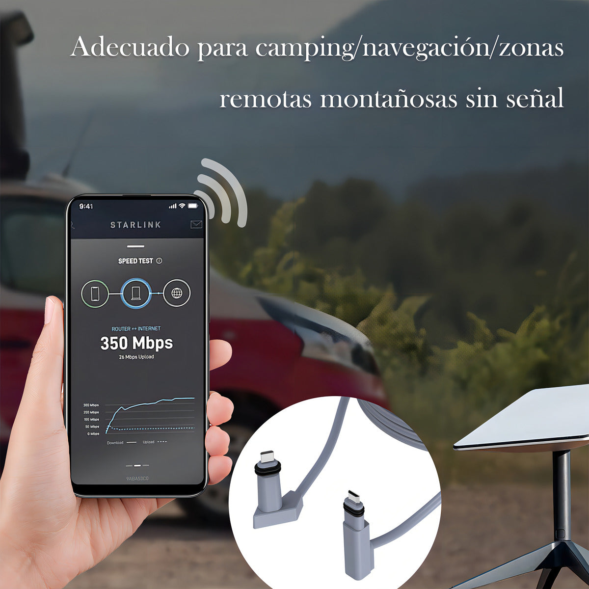 Cable Repuesto Hoso Starlink 23m Conexión Estable Gris Oscuro