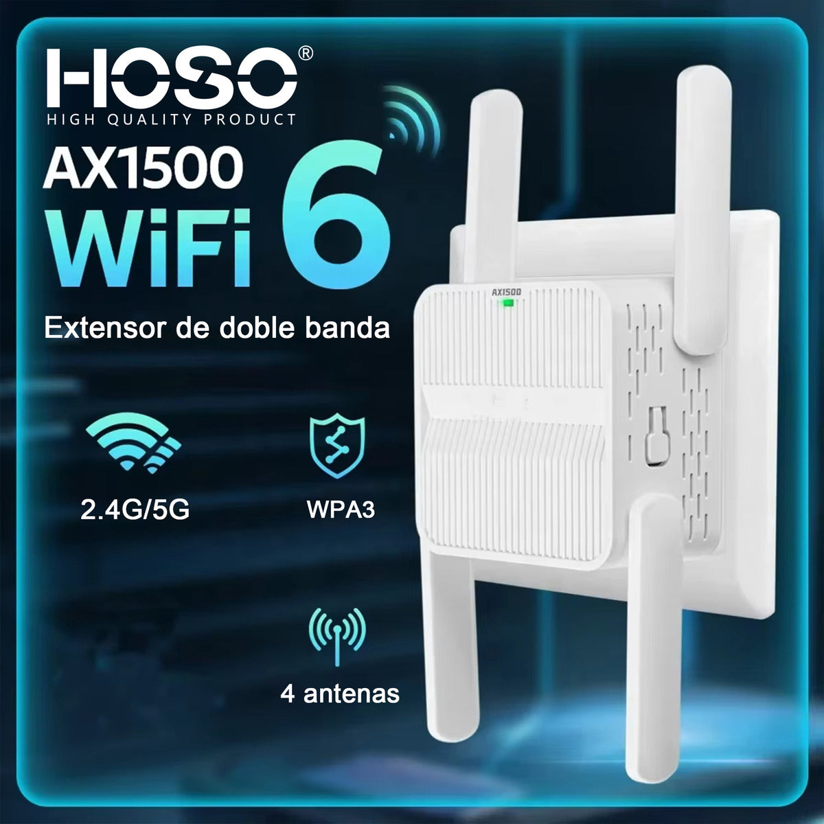 Repetidor Wifi 5,8g 2.4g Wifi6 Ax1500 1200mbps 1 Wan + 1 Lan