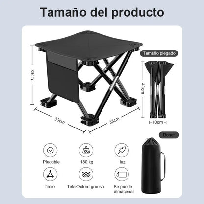 Silla Plegable Para Camping Playa Hoso Negra Portátil Con Bolsa Negro