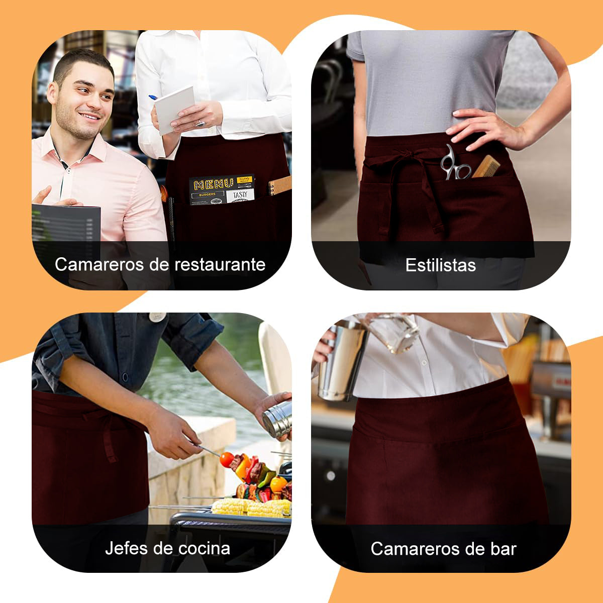 Pechera Delantal Mezclilla Mesero Cocina Bar Comedor Mujer