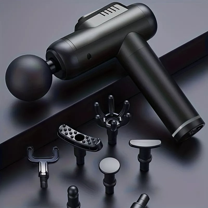 Pistola Masaje Muscular Fisioterapia / Niveles / Accesorios Negro